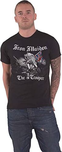 Rock Off Iron Maiden T Shirt Sketched Trooper Eddie Band Logo Nuovo Ufficiale Uomo Nero Size XL