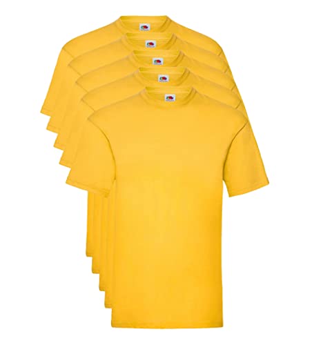 Fruit of the Loom Valueweight 5 Pack T-Shirt, Giallo (Sunflower 34), Large (Pacco da 5) Uomo