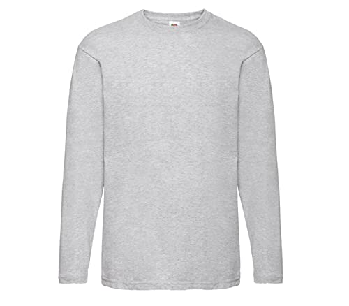 Fruit of the Loom Valueweight Maglia sportiva da uomo a maniche lunghe, grigio mélange, XXXL