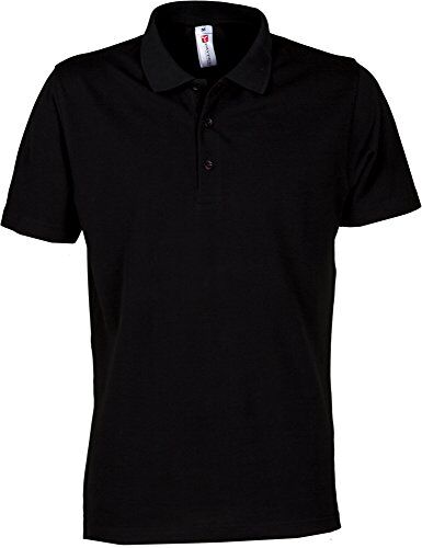 PAYPER Polo Rome, Ideale per Lavoro, 3 Bottoni in Tinta, Cotone Piquet 100% (Nero, 3XL)