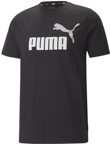 Puma Ess+ 2 col Logo Tee, Uomo, Nero-Bianco, XXL