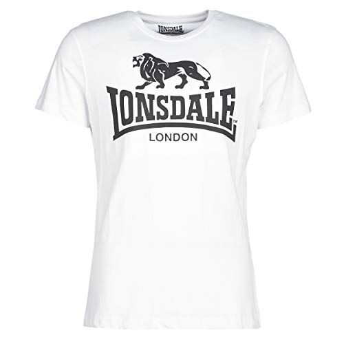 Lonsdale Maglietta da Uomo con Logo, Bianco, XXXXL