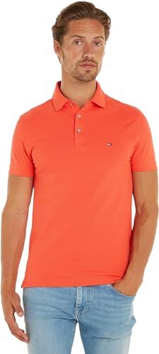 Tommy Hilfiger Maglietta Polo Maniche Corte Uomo 1985 Slim Slim Fit, Arancione (Sun Kissed), XS