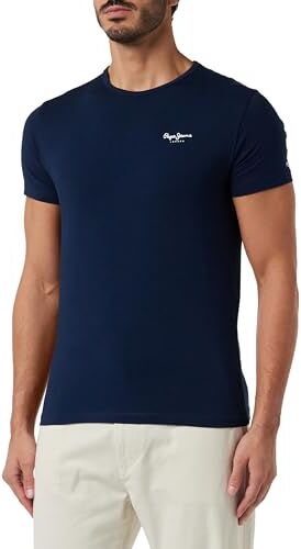 Pepe Jeans Original Basic 3 N, T-Shirt Uomo, Blu (Navy),L