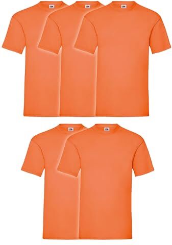 Fruit of the Loom , Valueweight 5 magliette, taglie S, M, L, XL, XXL, XXXL, diversi set di colori selezionabili, Colore: arancione., xxl