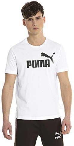 Puma Essentials Logo Tee M, Maglietta a Maniche Corte, Uomo, Bianco (White/Black), S