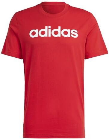 Adidas , Essentials Single Jersey Linear Embroidered Logo, Maglietta, Meglio Scarlatto, 2XL, Uomo