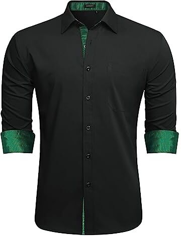 HISDERN Camicia Elegante da Uomo Vestibilit¨¤ Regolare abbottonata Camicie da Lavoro Lunghe Sheve con Tasca