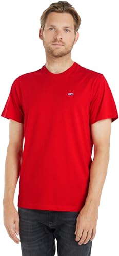 Tommy Jeans T-shirt Maniche Corte Uomo TJM Classic Scollo Rotondo, Rosso (Deep Crimson), L