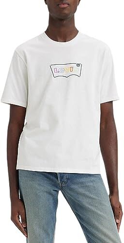 Levis Ss Relaxed Fit Tee, T-shirt Uomo, Batwing Logo White+, XL