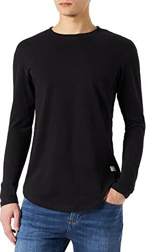 Jack & Jones JJENOA TEE O-NECK LS NOOS, T-Shirt Uomo, Nero (Black Fit:Relaxed), XS