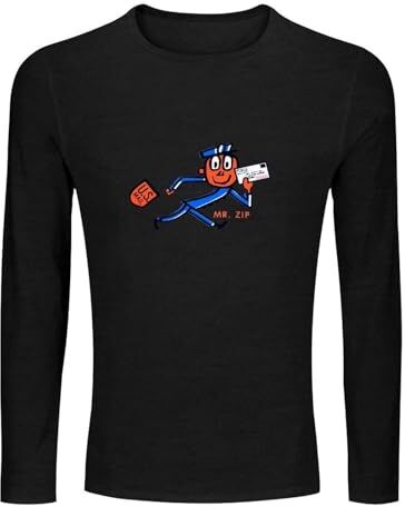 MR Fair Mr Zip Us Postal Service Classic Mascot Men's 100% Cotton Tee Crewneck Unisex Long Sleeve T-Shirt Black XXL