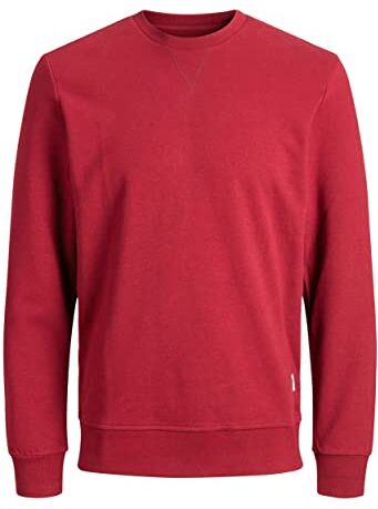 Jack & Jones Felpa basic da uomo con scollo rotondo, Rot (Rio Red/Reg), XXL