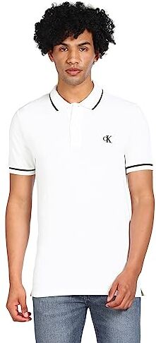 Calvin Klein Tipping Slim Polo , Polo a maniche corte Uomo, Bianco (Bright White), XS