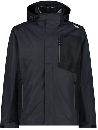 CMP , Giacca Uomo Zip Hood Staccabile Inn.Jacket, Antracite-Nero, 52