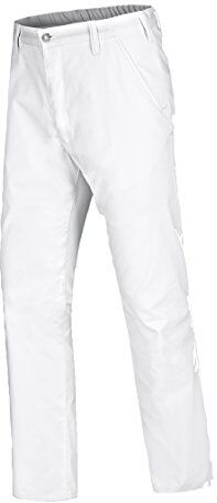 BP Med Trousers  Pantaloni chino da uomo, con elastico in vita, 48% cotone, 48% poliestere, 4% elastolefina, vestibilità lunga, taglia: 54 l, colore: bianco