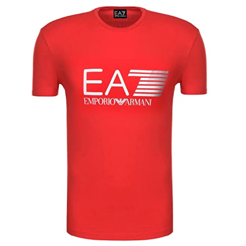 Emporio Armani T-Shirt EA7 Uomo Maglietta 3ZPT62 PJ03Z, Manica Corta, Girocollo, Veste Regolare (Rosso, L)
