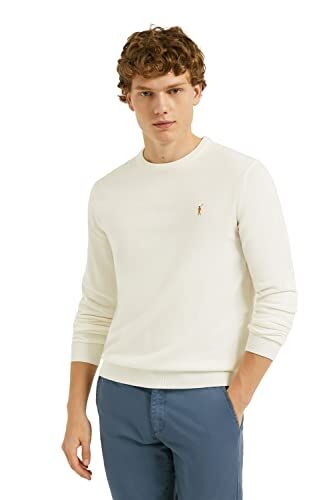 Polo Club Maglione Manica Lunga Uomo Maglioni Bianco Crew Neck Pullover 100% Cotone