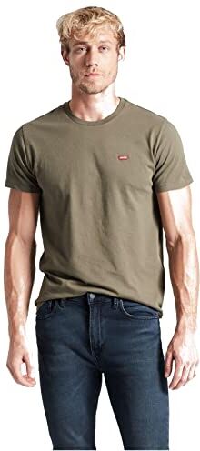 Levis T-Shirt Uomo Man Boy Maglia Cotone Sport Maglietta Logo con Ricamo 56605 Taglia XL Colore Principale Verde Militare