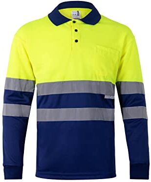 Velilla 175 Polo bicolore alta visibilità, manica lunga (Taglie XXL) colore blu e Giallo fluo