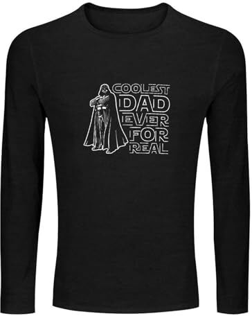 MIJUE Coolest DAD Ever Star Fun Bester Vater Darth Wars Daddy Vader Men's 100% Cotton Tee Crewneck Unisex Long Sleeve T-Shirt Black XXL