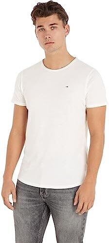 Tommy Jeans T-shirt Uomo Maniche Corte Slim Jaspe Slim Fit, Beige (Ancient White), 3XL