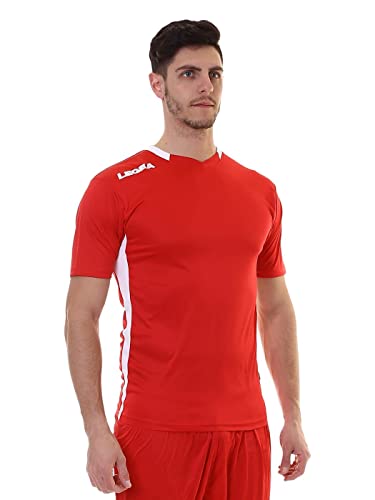 Legea Maglia Monaco, T-Shirt Unisex, Rosso/Bianco, S