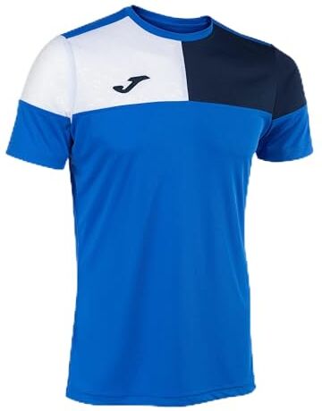 Joma Maglia a Manica Corta Uomo Crew V Blu Reale Blu Navy Bianco