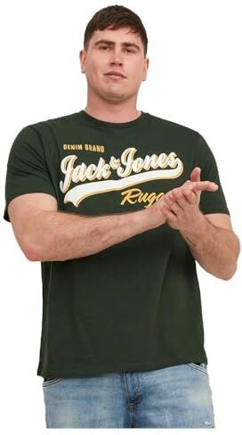 Jack & Jones JJELOGO TEE SS O-NECK 2 COL 23/24 PLS, T-Shirt Uomo, Verde (Mountain View), 4XL