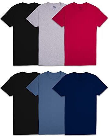 Fruit of the Loom Maglietta Stay Tucked Crew T-Shirt, Regular-6 Confezioni di Colori Assortiti, L (Pacco da 6) Uomo