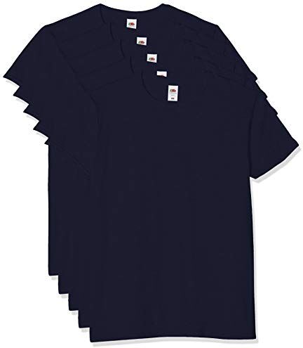 Fruit of the Loom Iconic, Lightweight Ringspun Tee, 5 Pack T-Shirt, Blu (Deep Navy AZ), XX-Large (Taglia Produttore: 2XL) (Pacco da 5) Uomo