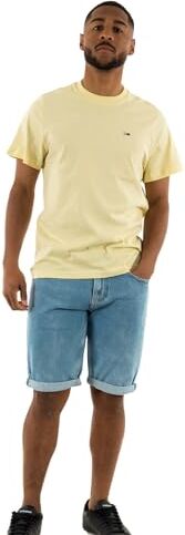 Tommy Jeans T-shirt Maniche Corte Uomo TJM Classic Scollo Rotondo, Giallo (Lemon Zest), L