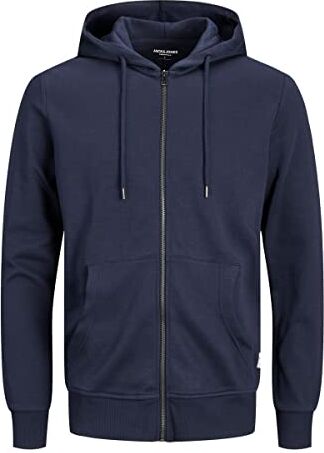 Jack & Jones Jjebasic Sweat Zip Hood Noos Felpa Sportiva con Cappuccio, Blu (Navy Blazer), L Uomo