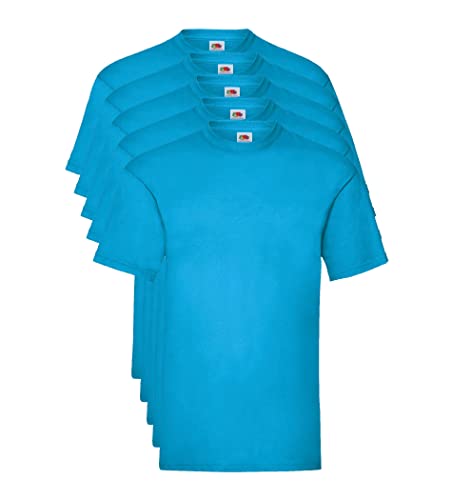 Fruit of the Loom Valueweight 5 Pack T-Shirt, Blu (Azure Blue Zu), X-Large (Taglia Produttore: X-L) (Pacco da 5) Uomo