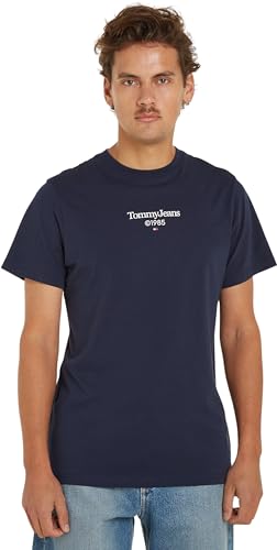 Tommy Jeans T-shirt Maniche Corte Uomo Slim Scollo Rotondo, Blu (Dark Night Navy), XS