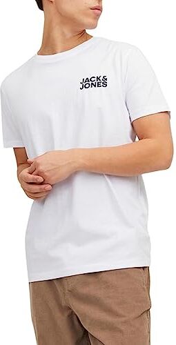 Jack & Jones JJECORP LOGO TEE SS O-NECK NOOS, T-Shirt Uomo, Bianco (White Fit:Slim/Large Print/Black), S