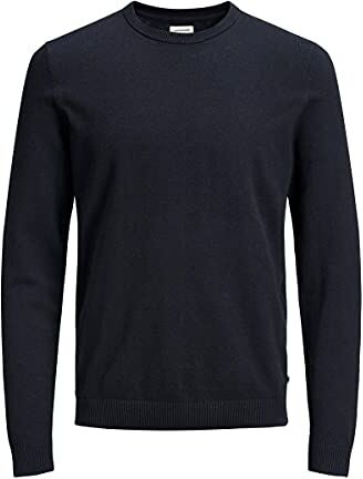 Jack & Jones Maglioncino Basico con Scollo Rotondo in Cotone (M, Blu)