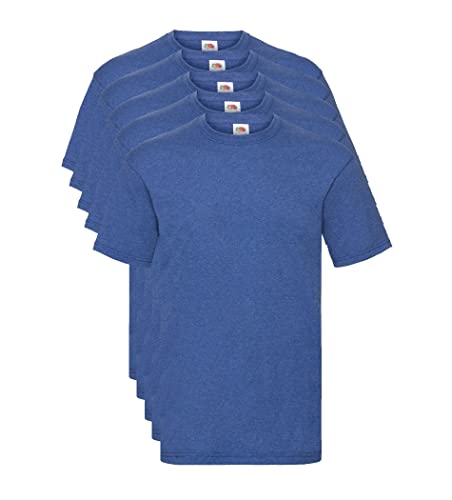 Fruit of the Loom Valueweight 5 Pack T-Shirt, Blu (Retro Heather Royal R6), Large (Pacco da 5) Uomo