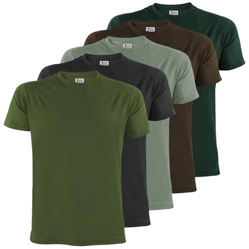ALPIDEX T-Shirt Magliette da Uomo Confezione da 5 con Girocollo Taglie S M L XL XXL 3XL 4XL 5XL, Taglia:5XL, Colore:Forest