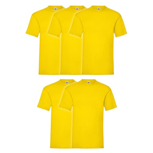 Fruit of the Loom 5 T-shirt Valueweight S M L XL XXL XXXL 3XL diversi colori a scelta, giallo., L