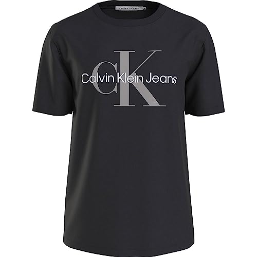 Calvin Klein Seasonal MONOLOGO Tee  Magliette a Maniche Corte, Nero (CK Black/Porpoise), XS Uomo