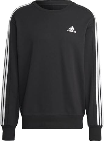 Adidas Essentials French Terry 3-stripes Sweatshirt Felpa, Nero, XL Uomo