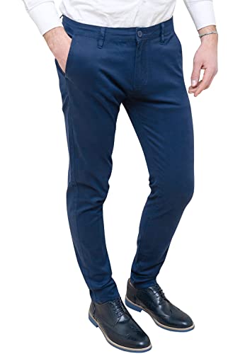 Evoga Pantaloni Uomo Class Slim Fit Primavera Estate Casual in Cotone (54, Blu Chiaro Avion)