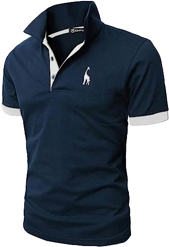 GHYUGR Polo Uomo Basic Manica Corta Tennis Golf T-Shirt Ricami Fulvi Maglietta Poloshirt Camicia,Navy+Bianco,M