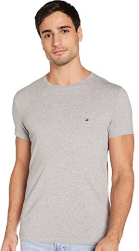 Tommy Hilfiger Core Stretch Slim Cneck Tee, Maglietta Uomo, Grigio (Cloud Htr 501), S