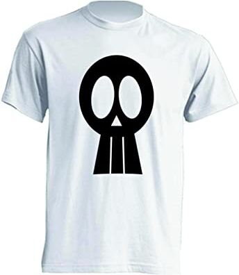 Generico T-SHIRT MAGLIA TESCHIO NERO E BIANCA ZERO CALCARE STRAPPARE LUNGO I BORDI (BIANCO, XXL)