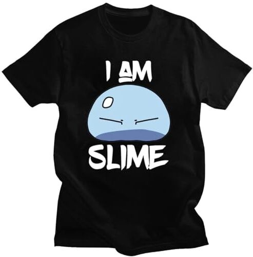 fall Kawaii Anime Tops Cute SlimeTempest That Time I Got Reincarnated As A Slime Figurals Pattern Print Tee Unisex Casual Tops Black XL