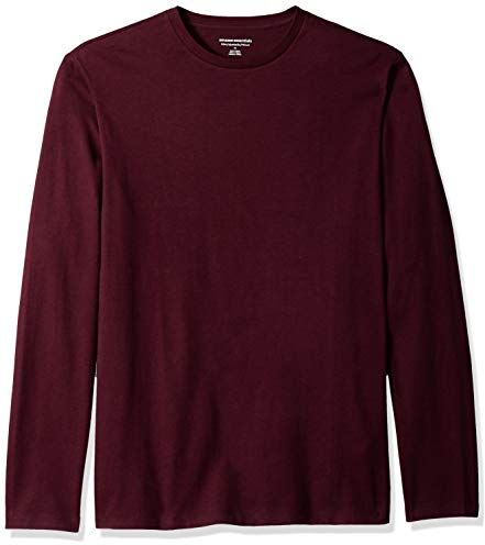 Amazon Essentials T-Shirt a Maniche Lunghe Slim Uomo, Bordeaux, M