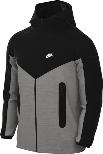 Nike -064 Tech Fleece Felpa con Cappuccio Uomo Dk Grey Heather/Black/White Taglia XS