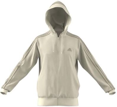 Adidas Essentials French Terry 3-stripes Full-zip Hoodie Felpa con cappuccio, Off White, L Uomo